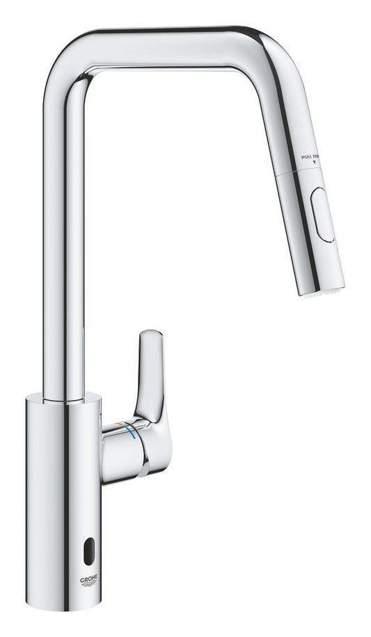 Grohe Eurosmart Hybrid-Spültischbatterie 1012350 mit Infrarot-Elektronik und herausziehbarem Auslauf (chrom)