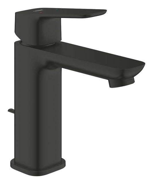 Grohe Cubeo Einhand-Waschtischbatterie 101749, M-Size, mit Zugstangen-Ablaufgarnitur (matt black)
