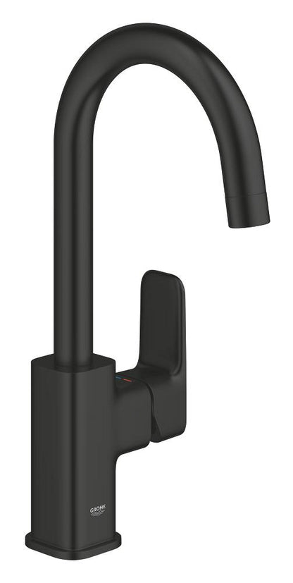 Grohe Cubeo Einhand-Waschtischbatterie 101771, L-Size, Mittelstellung kalt, mit Push-Open Ablaufgarnitur (matt black)
