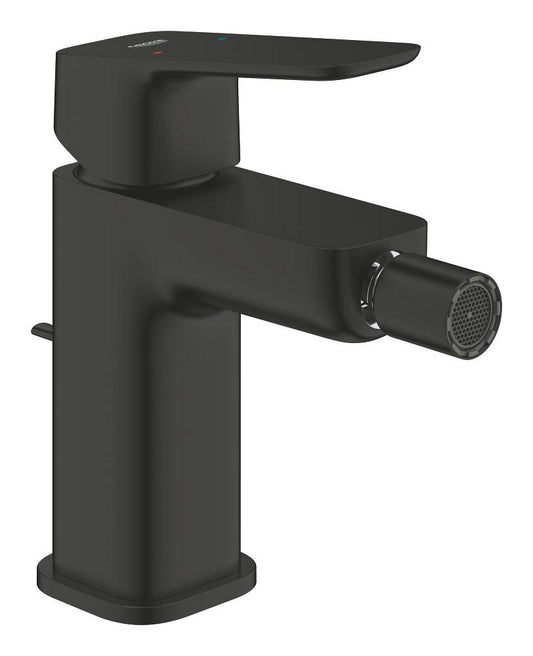 Grohe Cubeo Einhand-Bidetbatterie 101810 mit Zugstangen-Ablaufgarnitur (matt black)