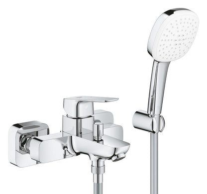 Grohe Cubeo Einhand-Wannenbatterie 101814, Wandmontage, mit Brausegarnitur (chrom)