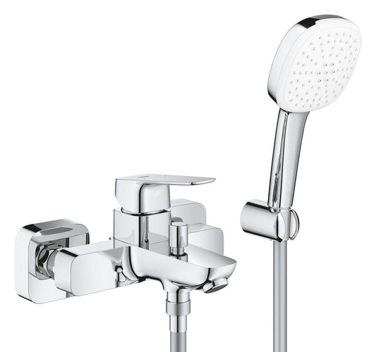 Grohe Cubeo Einhand-Wannenbatterie 101814, Wandmontage, mit Brausegarnitur (chrom)