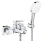 Grohe Cubeo Einhand-Wannenbatterie 101814, Wandmontage, mit Brausegarnitur (chrom)