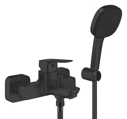 Grohe Cubeo Einhand-Wannenbatterie 101814, Wandmontage, mit Brausegarnitur (matt black)