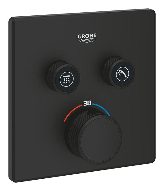 Grohe Grohtherm SmartControl Unterputz-Thermostat mit 2 Absperrventilen 102166, Fertigmontageset für Rapido SmartBox, eckig (phantom black)