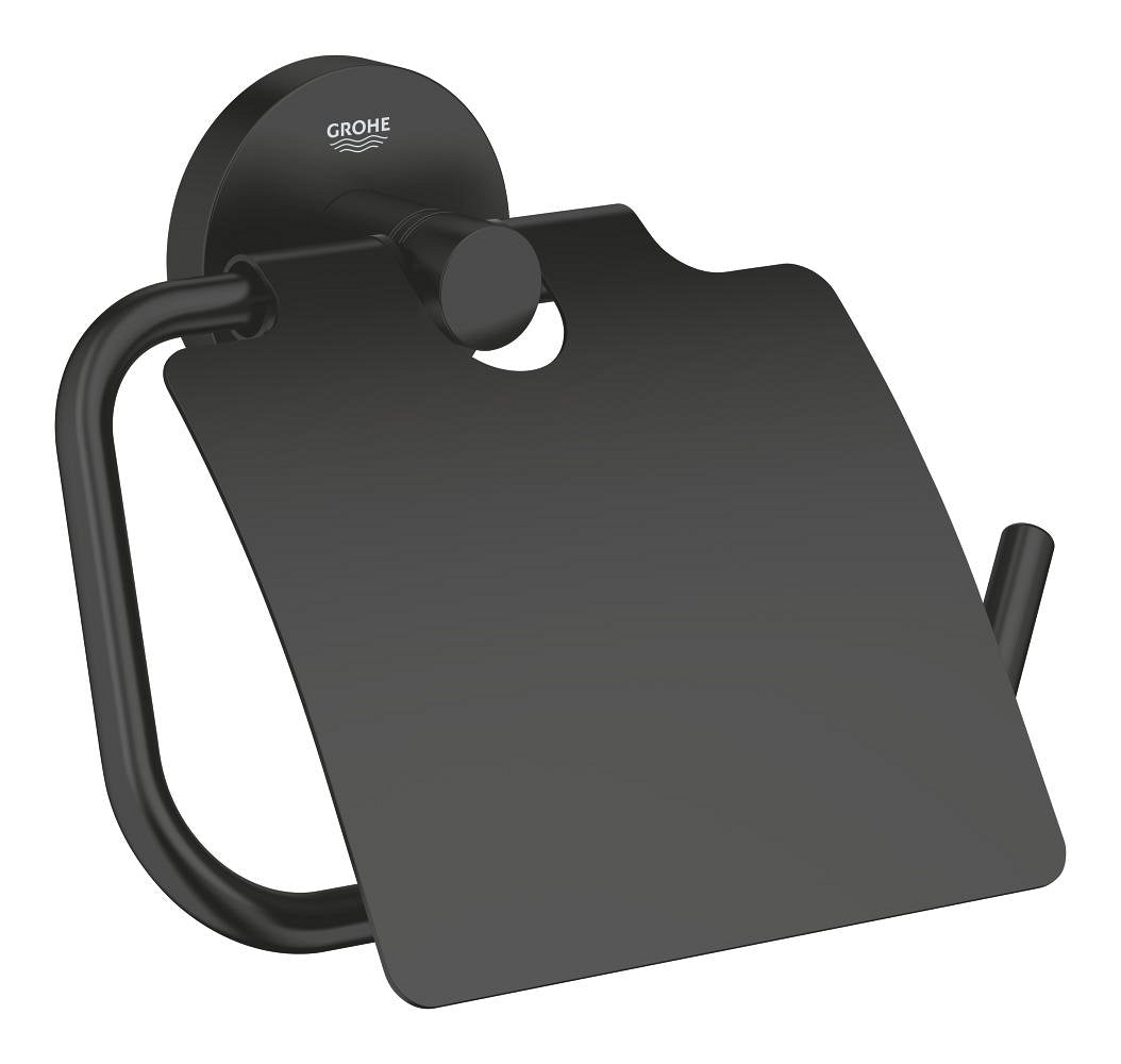 GROHE Essentials WC-Papierhalter 102465 mit Deckel (matt black)