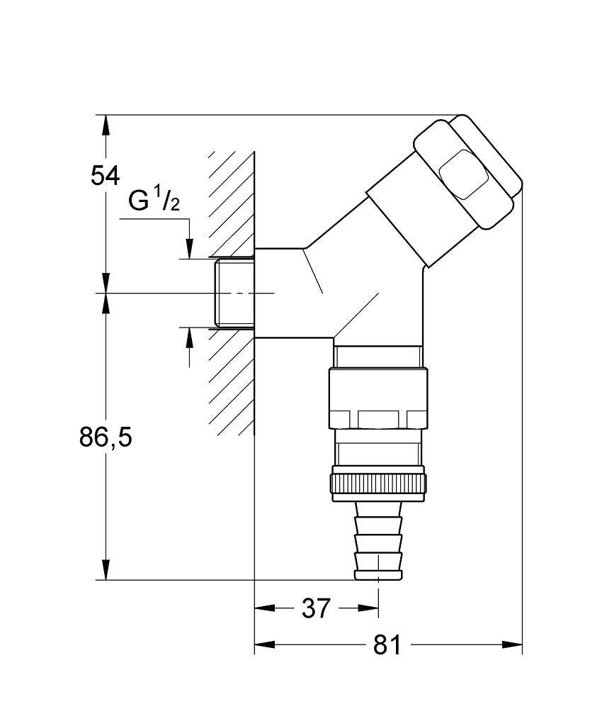 GROHE WAS Anschlussventil 41015 1/2" mit Schlauchplatzsicherung (chrom)