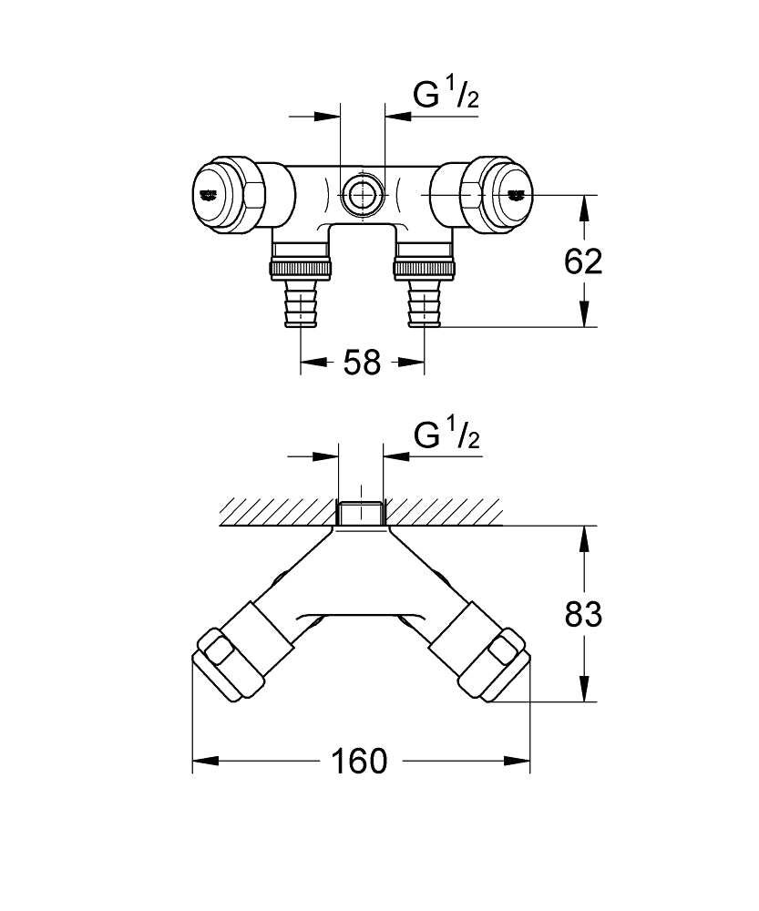 GROHE Original WAS Doppelventil Einfach 41020, 1/2", Innengewinde (chrom)
