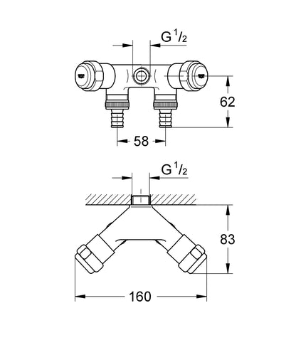 GROHE Original WAS Doppelventil Einfach 41020, 1/2", Innengewinde (chrom)
