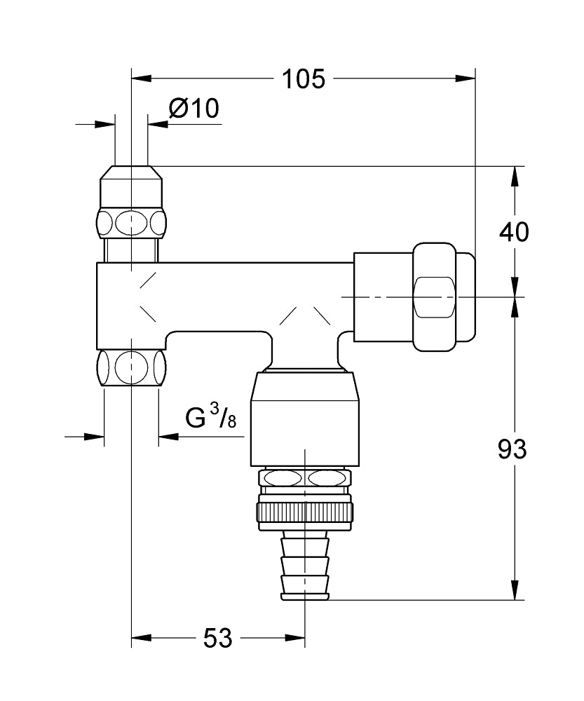 GROHE WAS Ventil Eckfix 3/8" mit Rohrbelüfter (chrom)