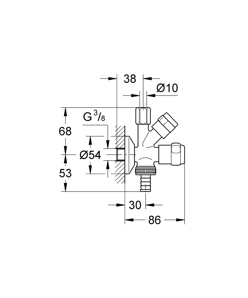 GROHE WAS Kombi-Eckventil 3/8" mit Rückflussverhinderer (chrom)