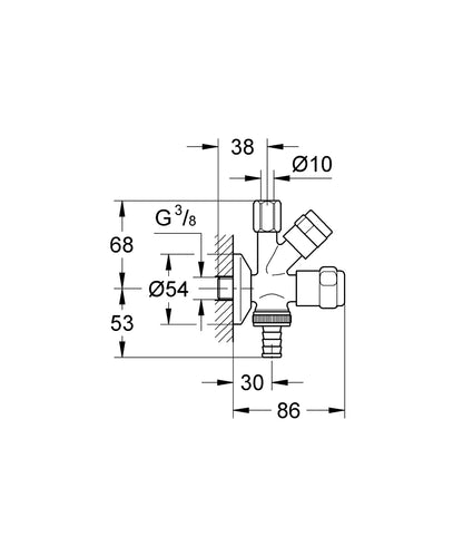 GROHE WAS Kombi-Eckventil 3/8" mit Rückflussverhinderer (chrom)