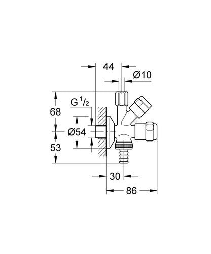 GROHE WAS Kombi-Eckventil 1/2" mit Rückflussverhinderer (chrom)