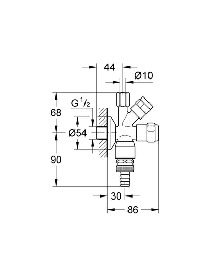 GROHE WAS Kombi-Eckventil 1/2" mit Rohrbelüfter und Rückflussverhinderer (chrom)
