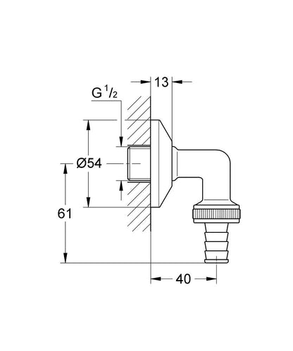 GROHE WAS Schlauchanschlussbogen 1/2" (chrom)