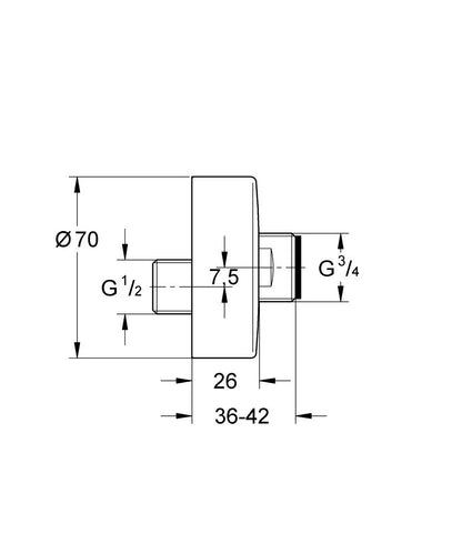GROHE S-Anschluss 1/2" x 3/4" (chrom)
