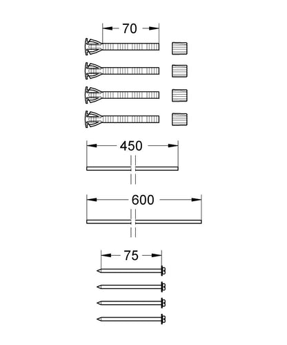 GROHE Verlängerungs-Set 70 mm für Betätigungsplatten