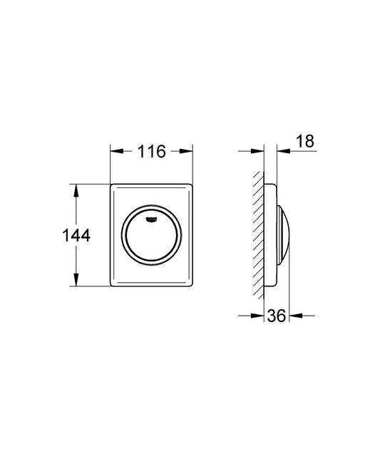 GROHE Skate Urinal-Betätigungsplatte 38595 mit Druckknopfbetätigung (alpinweiß)