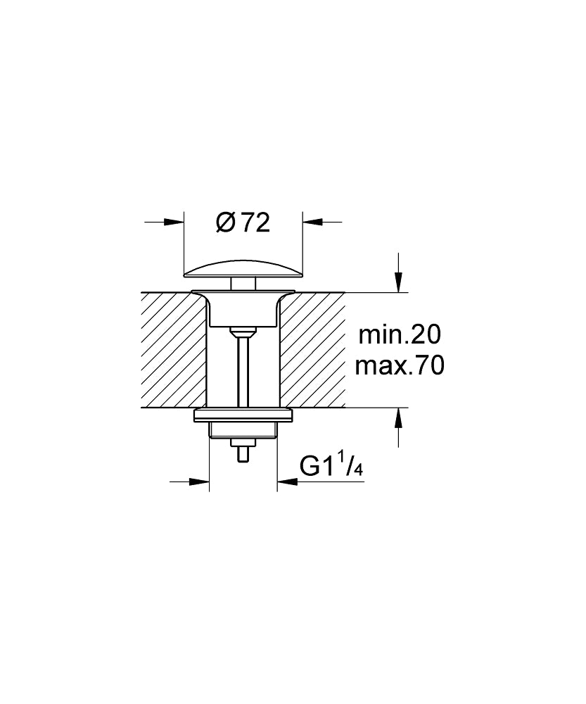 GROHE Ablaufventil 65808 1 1/4" für Waschtisch ohne Überlauf (chrom)