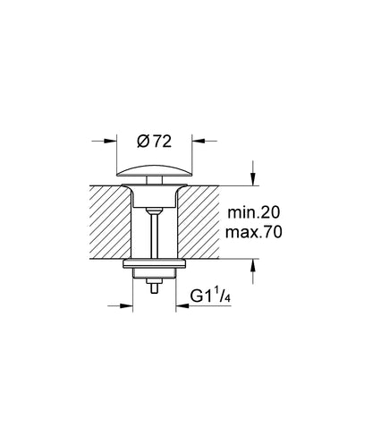 GROHE Ablaufventil 65808 1 1/4" für Waschtisch ohne Überlauf (chrom)