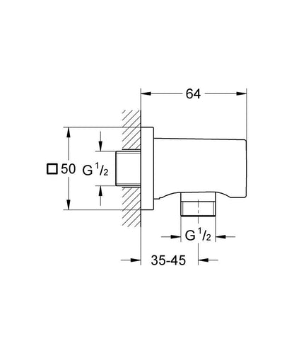 GROHE Rainshower Wandanschlussbogen 27076, eckige Rosette (warm sunset gebürstet)