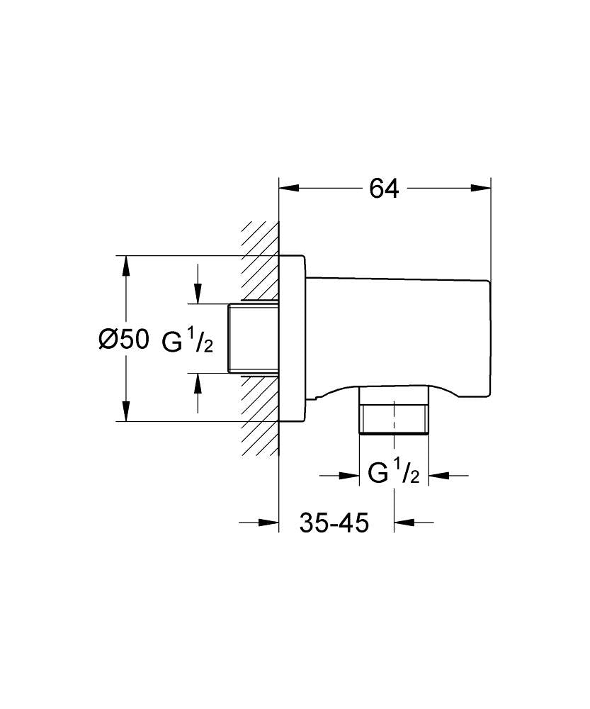 GROHE Rainshower Wandanschlussbogen 27057 1/2", runde Rosette (hard graphite gebürstet)