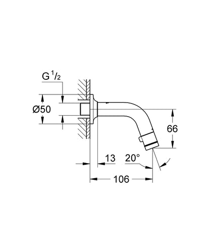 GROHE Universal Waschtisch-Wandauslaufventil 20205, Ausladung 106 mm (chrom)