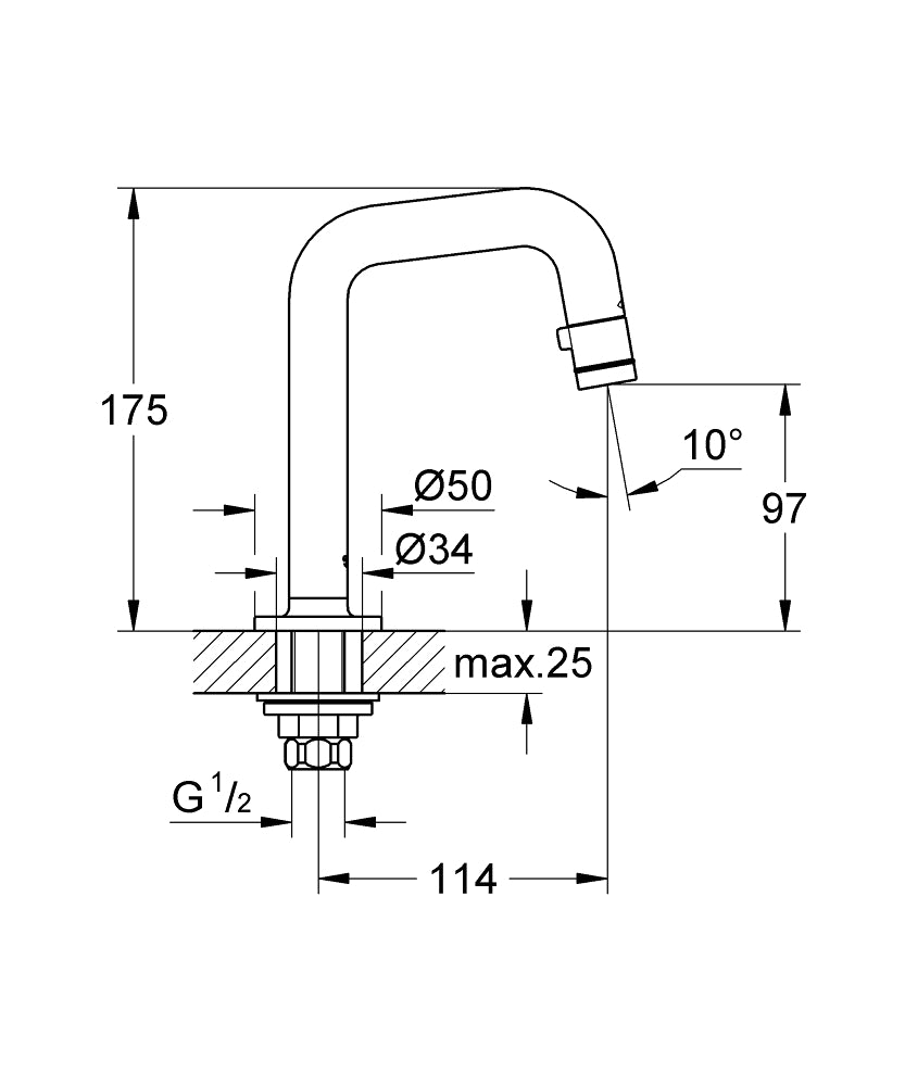 Grohe Universal Waschtisch-Standventil 20202 mit 7°-Auslauf (chrom)