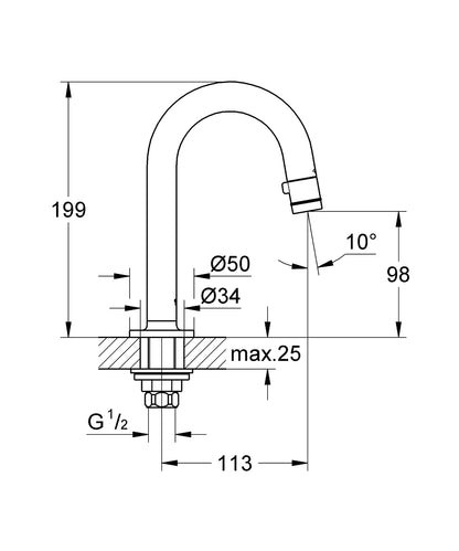 Grohe Universal Waschtisch-Standventil 20201 mit C-Auslauf (chrom)
