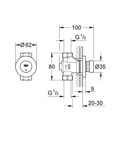 Grohe Eurosmart CT Selbstschluss-Durchgangsventil 36268 für Wandeinbau (chrom)