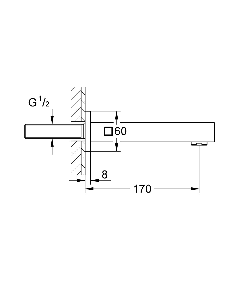 Grohe Eurocube Wanneneinlauf 13303, Ausladung 170 mm (chrom)