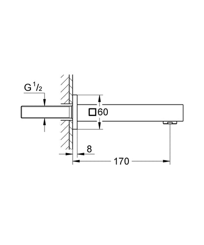Grohe Eurocube Wanneneinlauf 13303, Ausladung 170 mm (chrom)