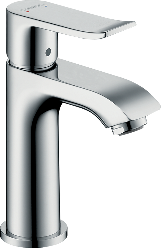 Hansgrohe Metris Waschtischmischer 100 für Handwaschbecken mit Zugstangen-Ablaufgarnitur (chrom)