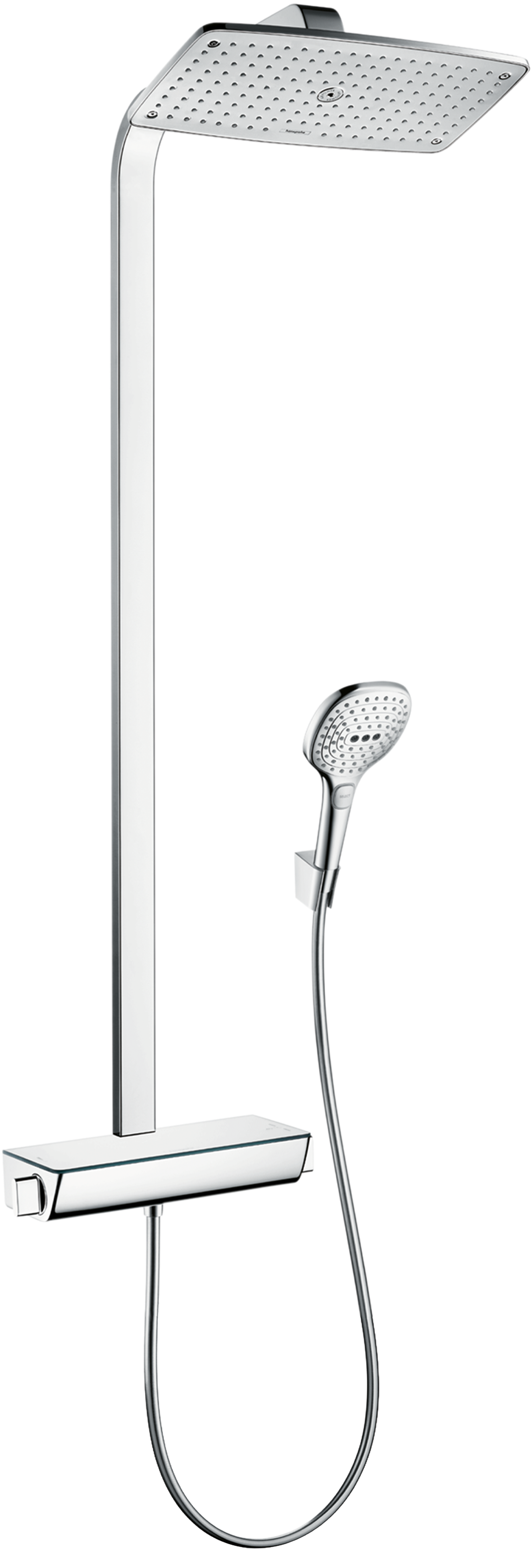 Hansgrohe Showerpipe Raindance Select mit Kopfbrause Raindance E 360 Air 1jet und Brausethermostat Ecostat Select (chrom)