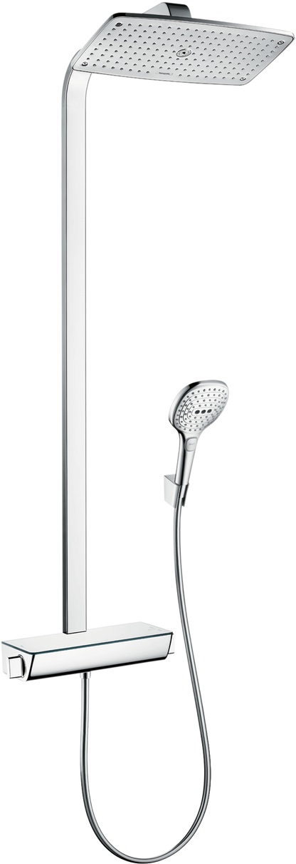 Hansgrohe Showerpipe Raindance Select mit Kopfbrause Raindance E 360 Air 1jet und Brausethermostat Ecostat Select (chrom)
