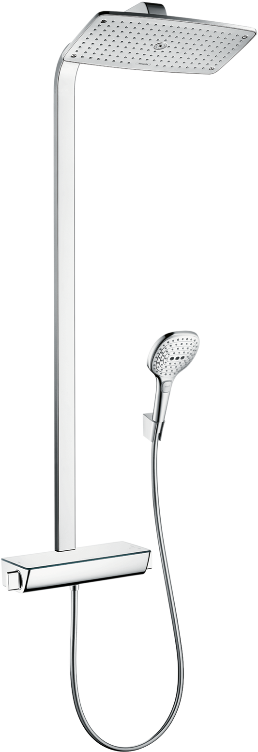 Hansgrohe Showerpipe Raindance Select mit Kopfbrause Raindance E 360 Air 1jet und Brausethermostat Ecostat Select (chrom)
