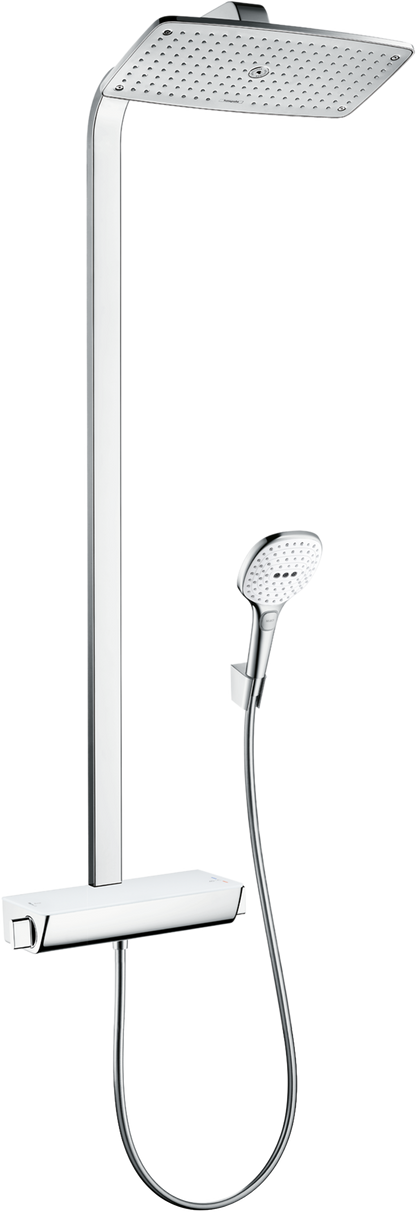 Hansgrohe Showerpipe Raindance Select mit Kopfbrause Raindance E 360 Air 1jet und Brausethermostat Ecostat Select (chrom)