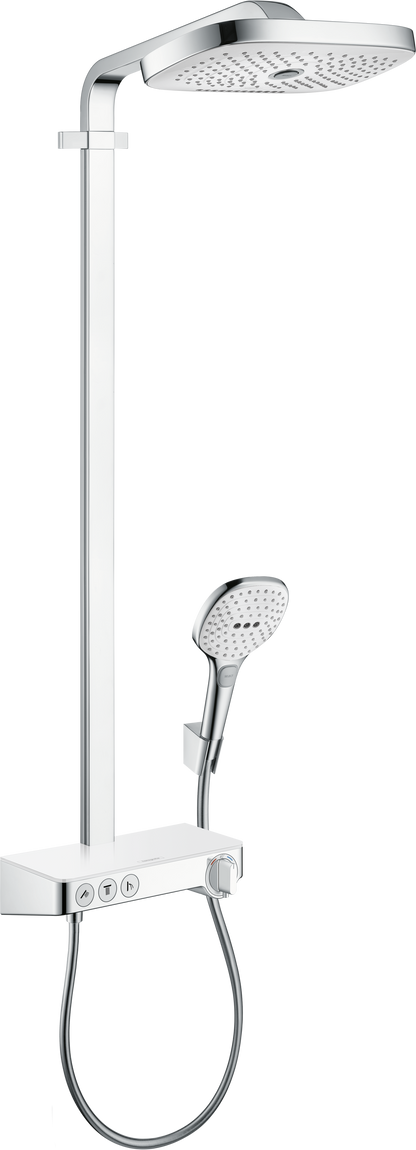 Hansgrohe Raindance Select E Showerpipe 300 3jet mit Brausethermostat ShowerTablet Select 300 (weiß/chrom)
