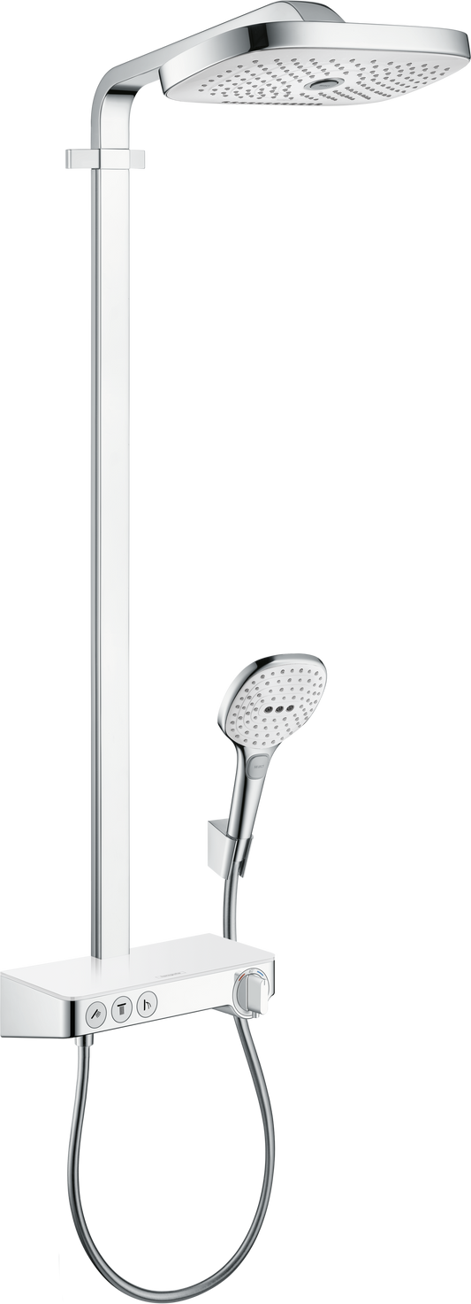 Hansgrohe Raindance Select E Showerpipe 300 3jet mit Brausethermostat ShowerTablet Select 300 (weiß/chrom)