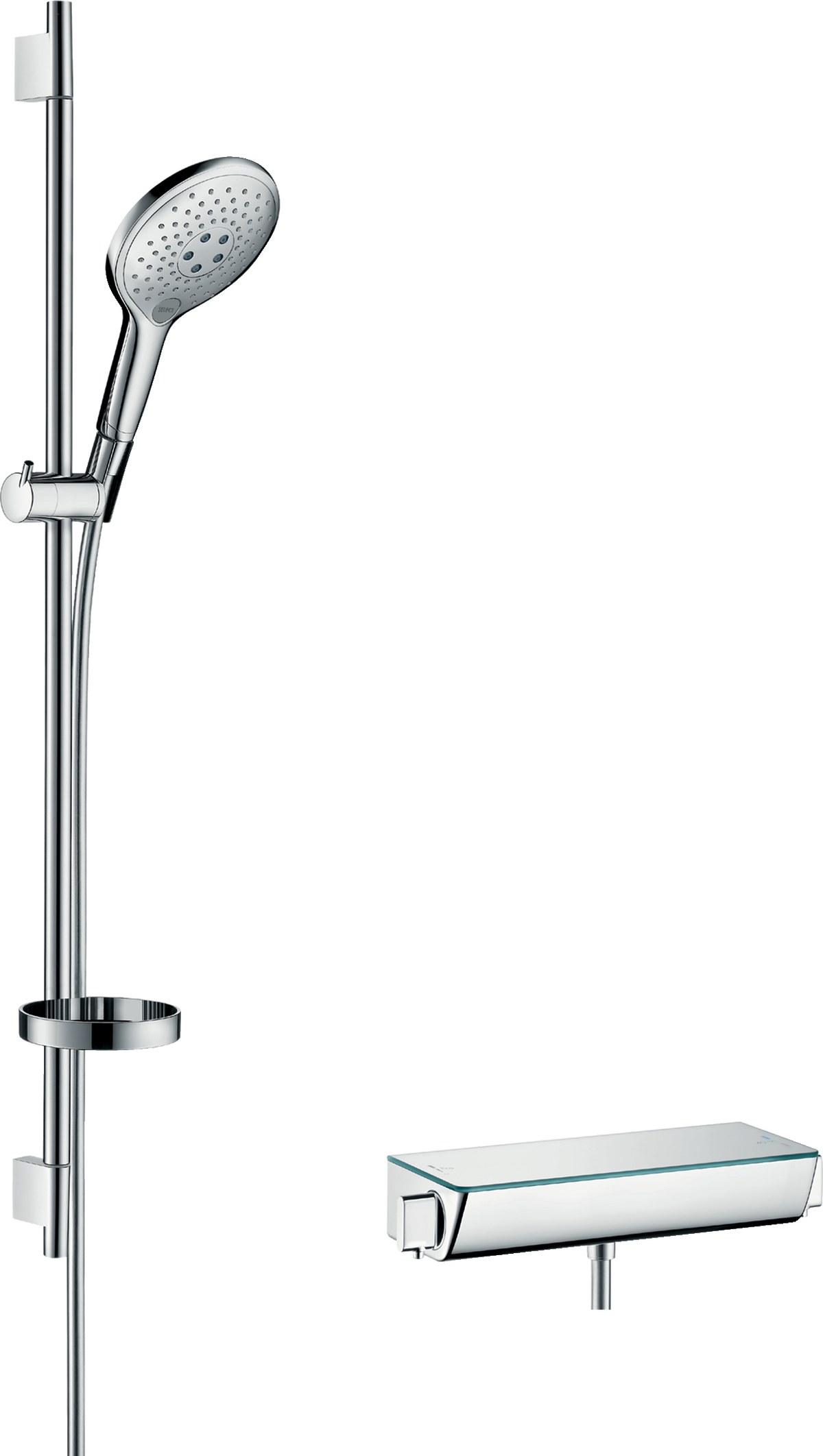 Hansgrohe Raindance Select S Brausekombination 150 3jet mit Brausethermostat Ecostat Select und Brausestange 90 cm (chrom)