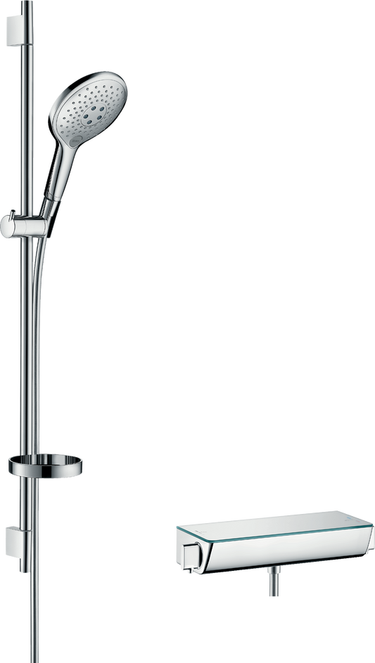 Hansgrohe Raindance Select S Brausekombination 150 3jet mit Brausethermostat Ecostat Select und Brausestange 90 cm (chrom)