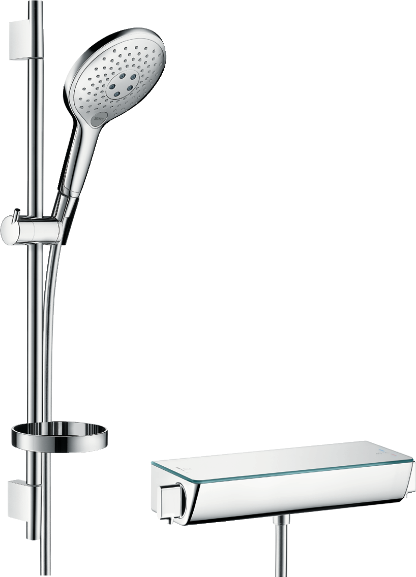 Hansgrohe Raindance Select S Brausekombination 150 3jet mit Brausethermostat Ecostat Select und Brausestange 65 cm (chrom)