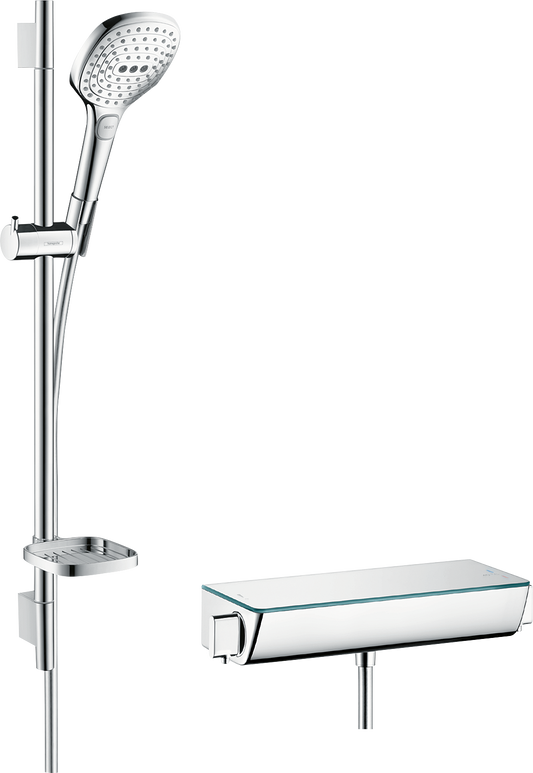 Hansgrohe Raindance Select E Brausekombination 120 3jet mit Brausethermostat Ecostat Select und Brausestange 65 cm (chrom)