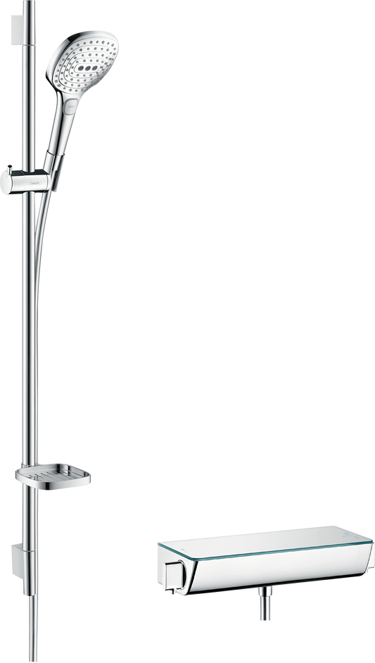 Hansgrohe Raindance Select E Brausekombination 120 3jet mit Brausethermostat Ecostat Select und Brausestange 90 cm (chrom)