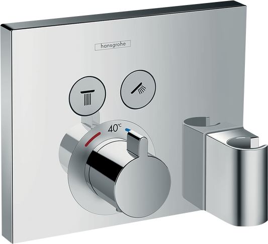 Hansgrohe ShowerSelect Thermostat Unterputz für 2 Verbraucher mit Fixfit und Porter, Fertigset (chrom)