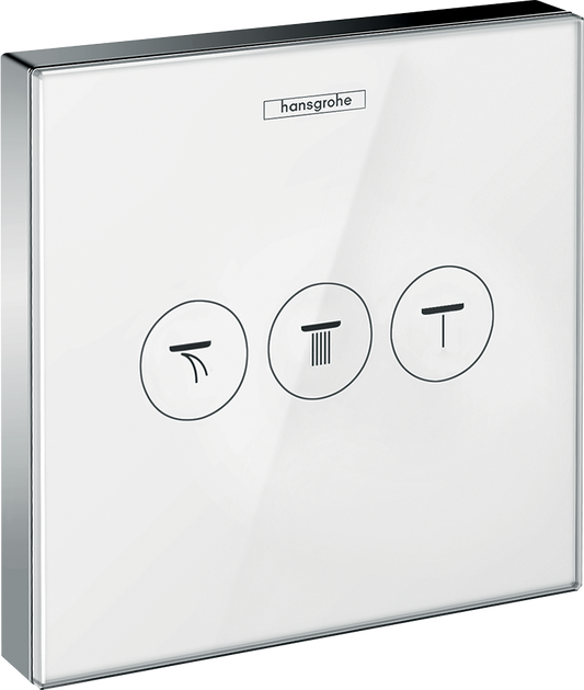 Hansgrohe ShowerSelect Glas Ventil Unterputz, Fertigset für 3 Verbraucher (weiß/chrom)