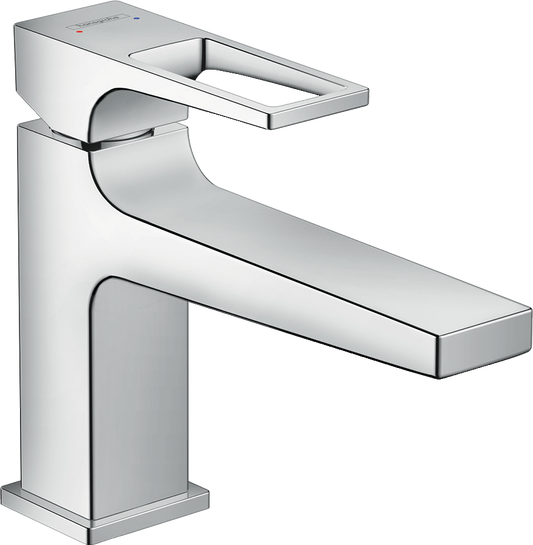 Hansgrohe Metropol Waschtischmischer 100 mit Bügelgriff, langem Auslauf und Push-Open Ablaufgarnitur (chrom)