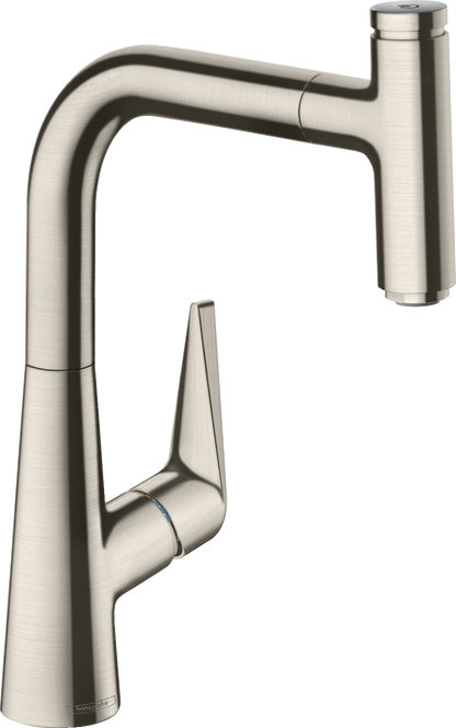 Hansgrohe Talis Select M51 Spültischmischer 220 mit Ausziehauslauf 1jet (Edelstahl Optik)