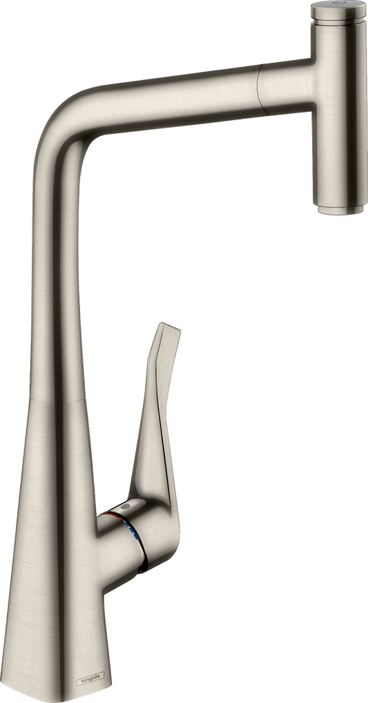 Hansgrohe Metris Select M71 Spültischmischer 320 mit Ausziehauslauf 1jet (Edelstahl Optik)