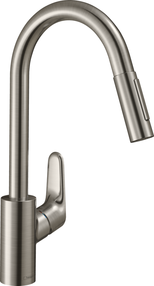 Hansgrohe Focus M41 Spültischmischer 240 mit Ausziehbrause 2jet (Edelstahl Optik)